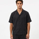 COORDINATO SHORT IN LINO BLACK - Benevierre