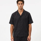 COORDINATO SHORT IN LINO BLACK - Benevierre