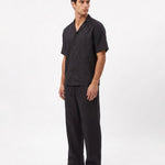 COORDINATO SHORT IN LINO BLACK - Benevierre