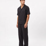 COORDINATO SHORT IN LINO BLACK - Benevierre