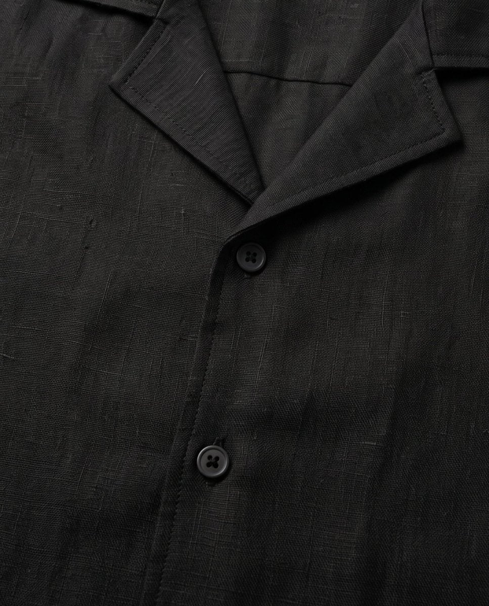 COORDINATO SHORT IN LINO BLACK - Benevierre