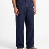 COORDINATO SHORT IN LINO BLUE - Benevierre