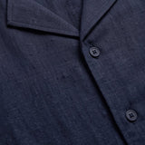 COORDINATO SHORT IN LINO BLUE - Benevierre