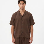 COORDINATO SHORT IN LINO BROWN - Benevierre