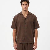 COORDINATO SHORT IN LINO BROWN - Benevierre