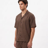COORDINATO SHORT IN LINO BROWN - Benevierre
