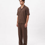 COORDINATO SHORT IN LINO BROWN - Benevierre