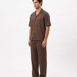COORDINATO SHORT IN LINO BROWN - Benevierre