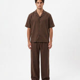 COORDINATO SHORT IN LINO BROWN - Benevierre