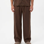 COORDINATO SHORT IN LINO BROWN - Benevierre