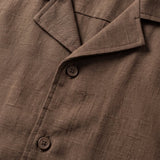 COORDINATO SHORT IN LINO BROWN - Benevierre