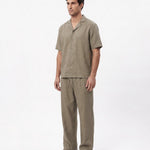 COORDINATO SHORT IN LINO GREEN - Benevierre