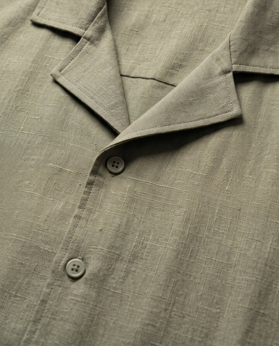 COORDINATO SHORT IN LINO GREEN - Benevierre