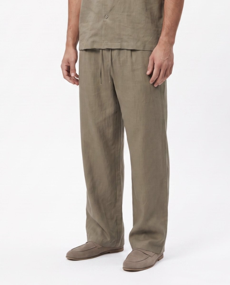 COORDINATO SHORT IN LINO GREEN - Benevierre
