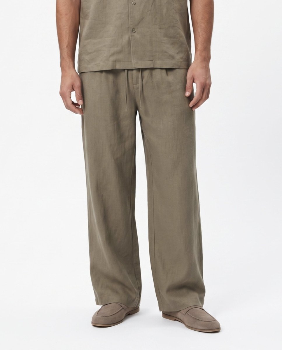 COORDINATO SHORT IN LINO GREEN - Benevierre