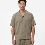 COORDINATO SHORT IN LINO GREEN - Benevierre