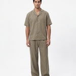 COORDINATO SHORT IN LINO GREEN - Benevierre