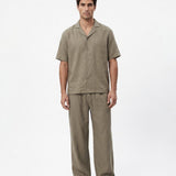 COORDINATO SHORT IN LINO GREEN - Benevierre