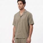COORDINATO SHORT IN LINO GREEN - Benevierre