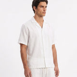 COORDINATO SHORT IN LINO WHITE - Benevierre
