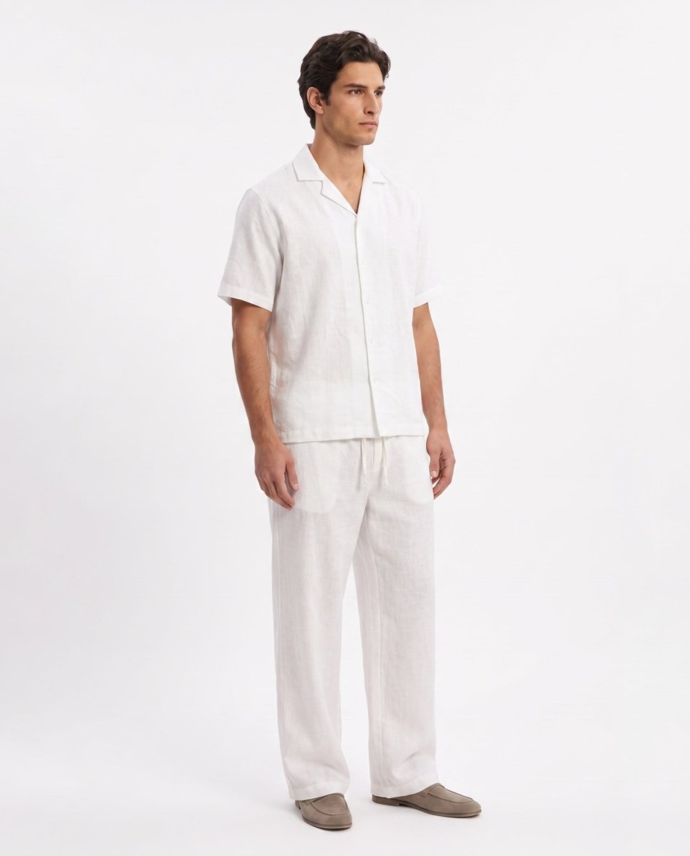 COORDINATO SHORT IN LINO WHITE - Benevierre