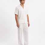 COORDINATO SHORT IN LINO WHITE - Benevierre