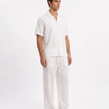 COORDINATO SHORT IN LINO WHITE - Benevierre