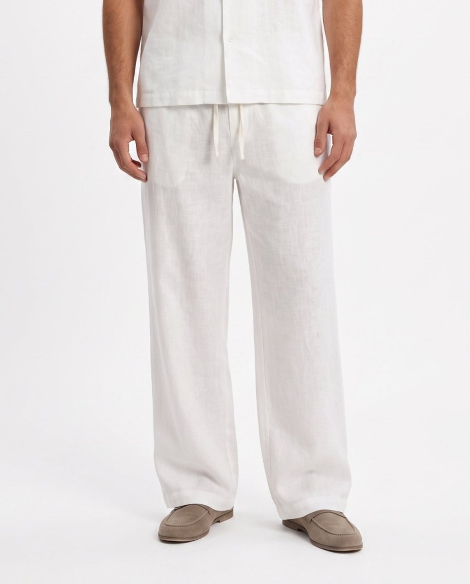 COORDINATO SHORT IN LINO WHITE - Benevierre
