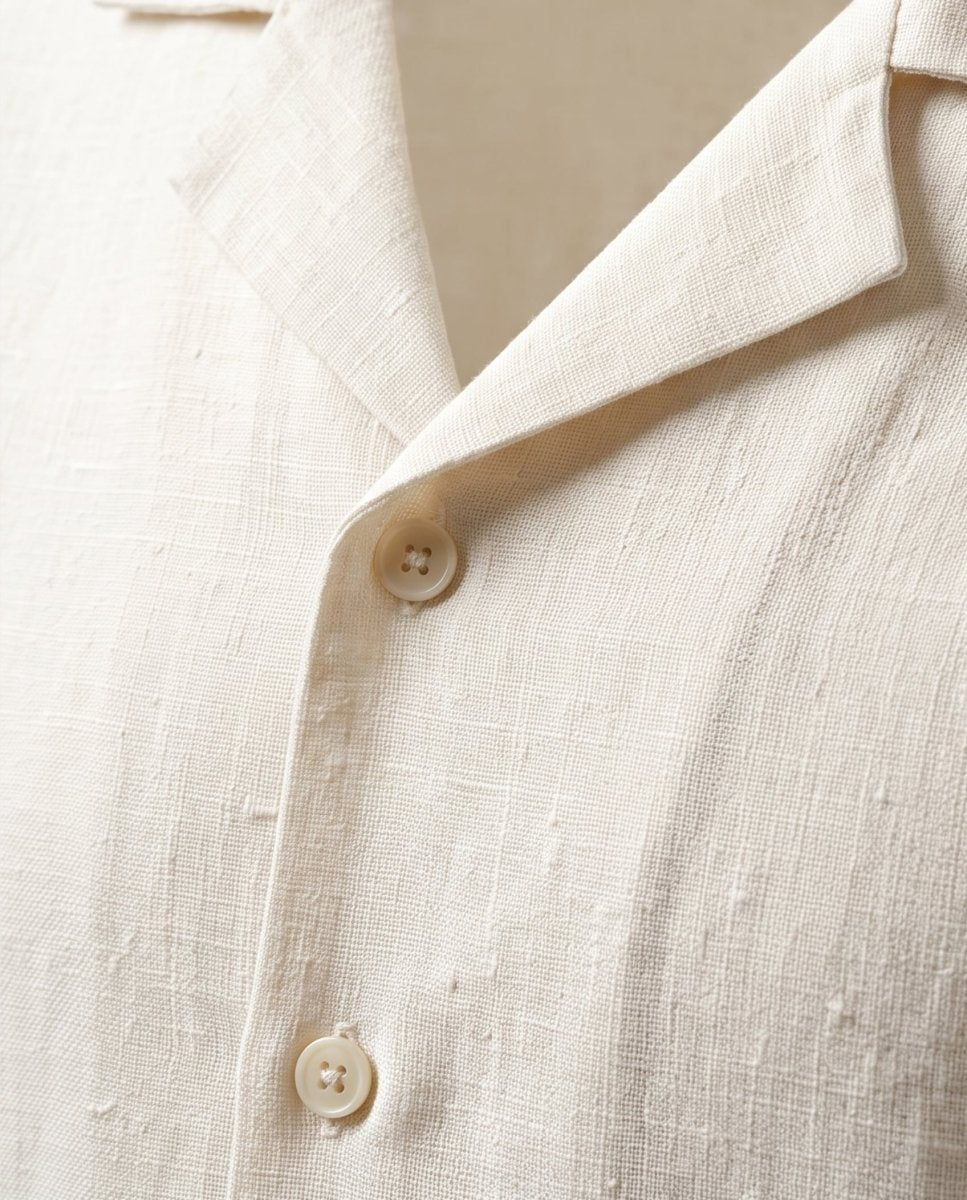 COORDINATO SHORT IN LINO WHITE - Benevierre