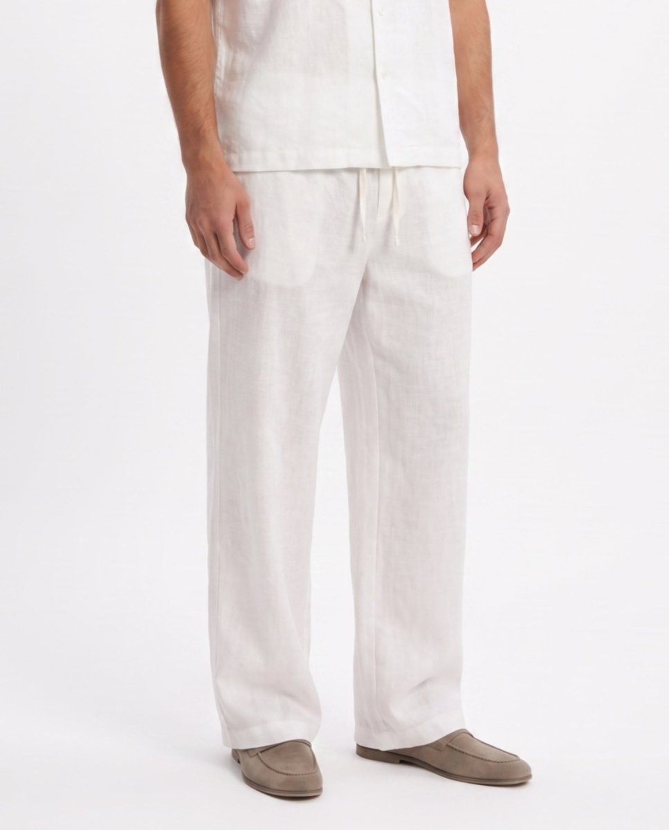 COORDINATO SHORT IN LINO WHITE - Benevierre