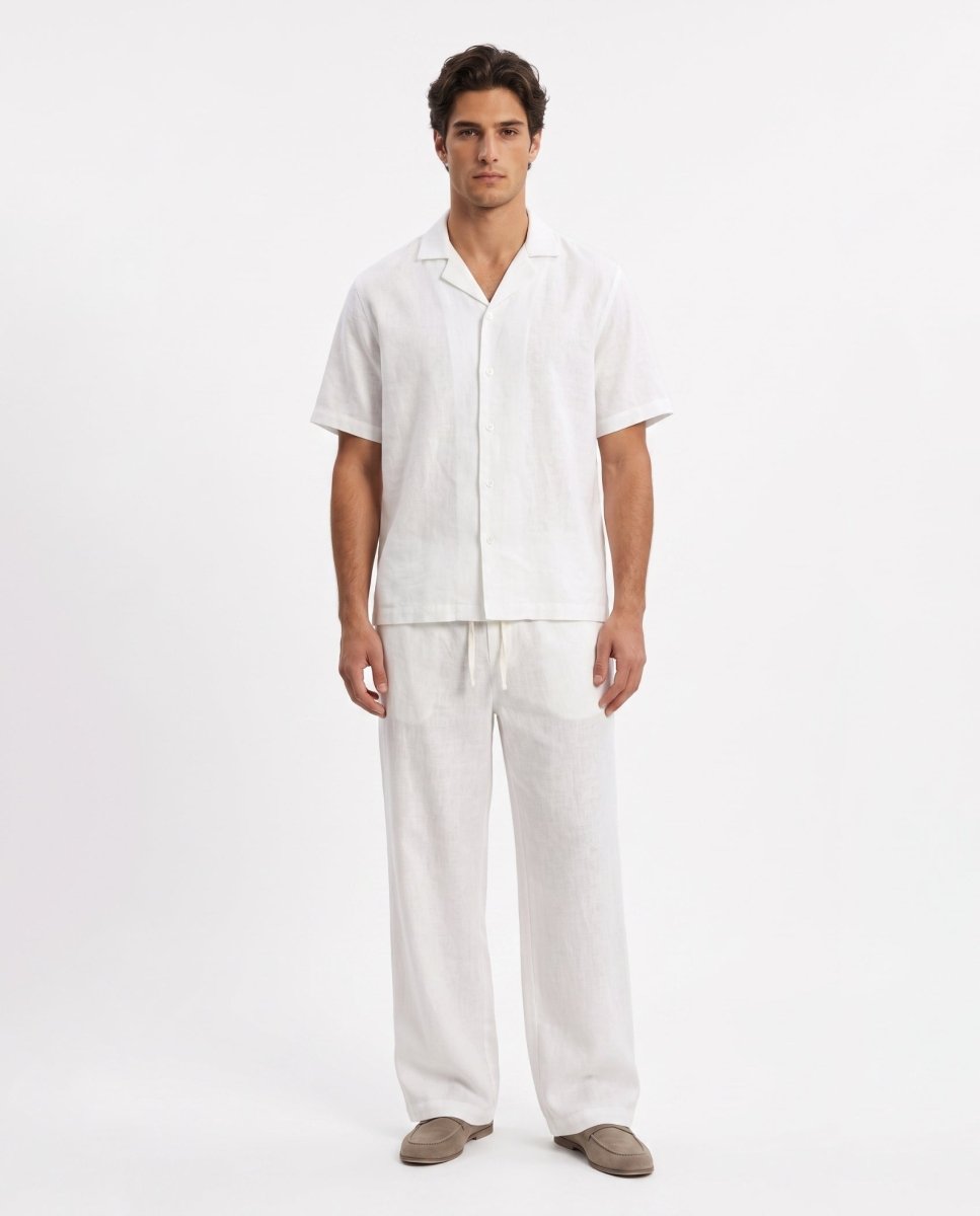 COORDINATO SHORT IN LINO WHITE - Benevierre