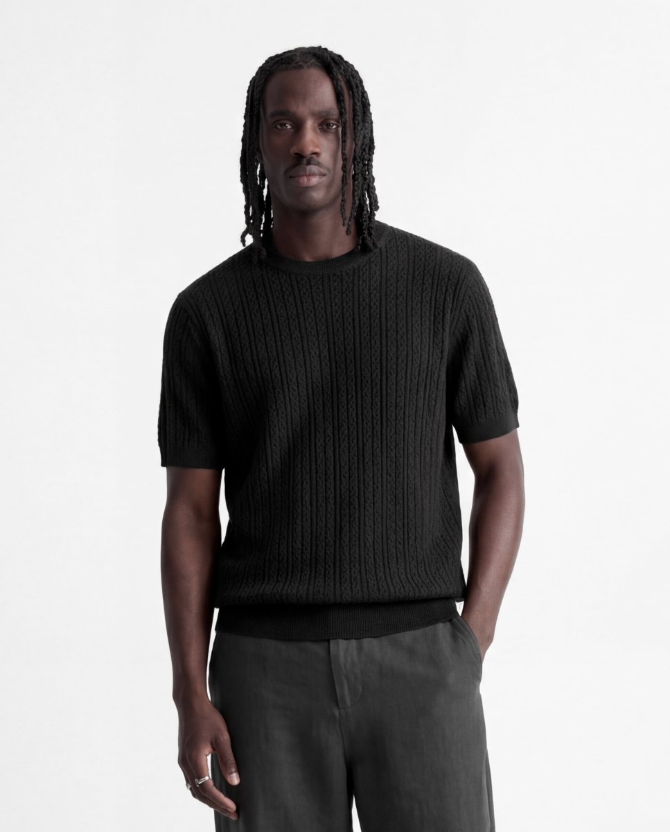 CRAFTED KNIT TEE BLACK - Benevierre