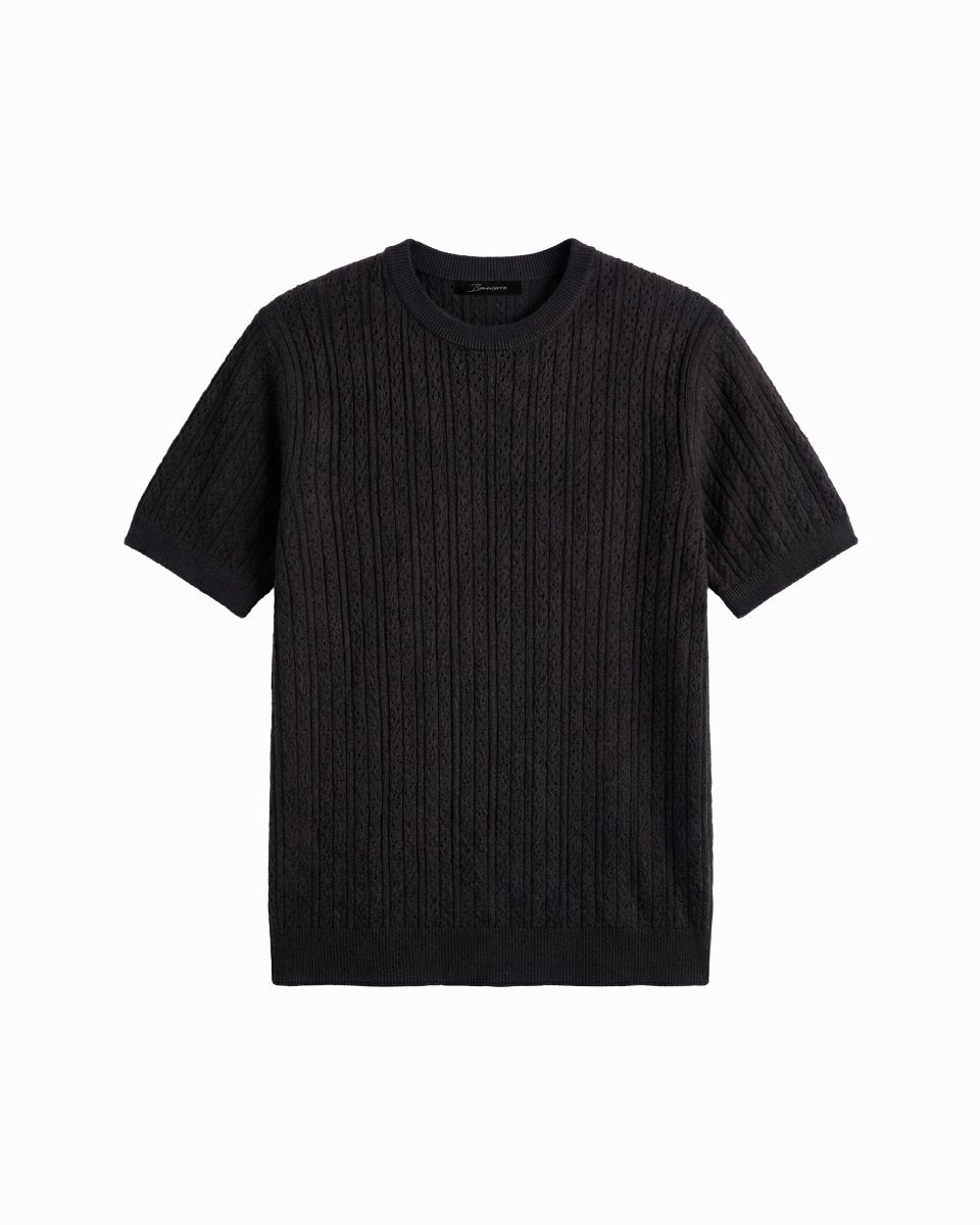 CRAFTED KNIT TEE BLACK - Benevierre
