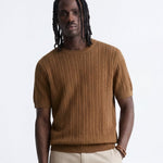 CRAFTED KNIT TEE TOBACCO - Benevierre