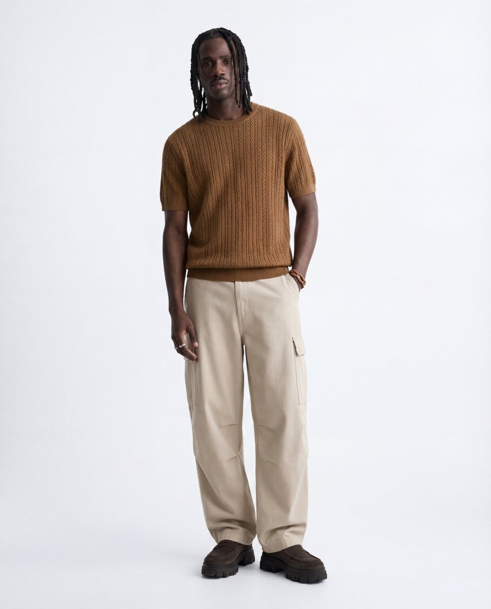 CRAFTED KNIT TEE TOBACCO - Benevierre