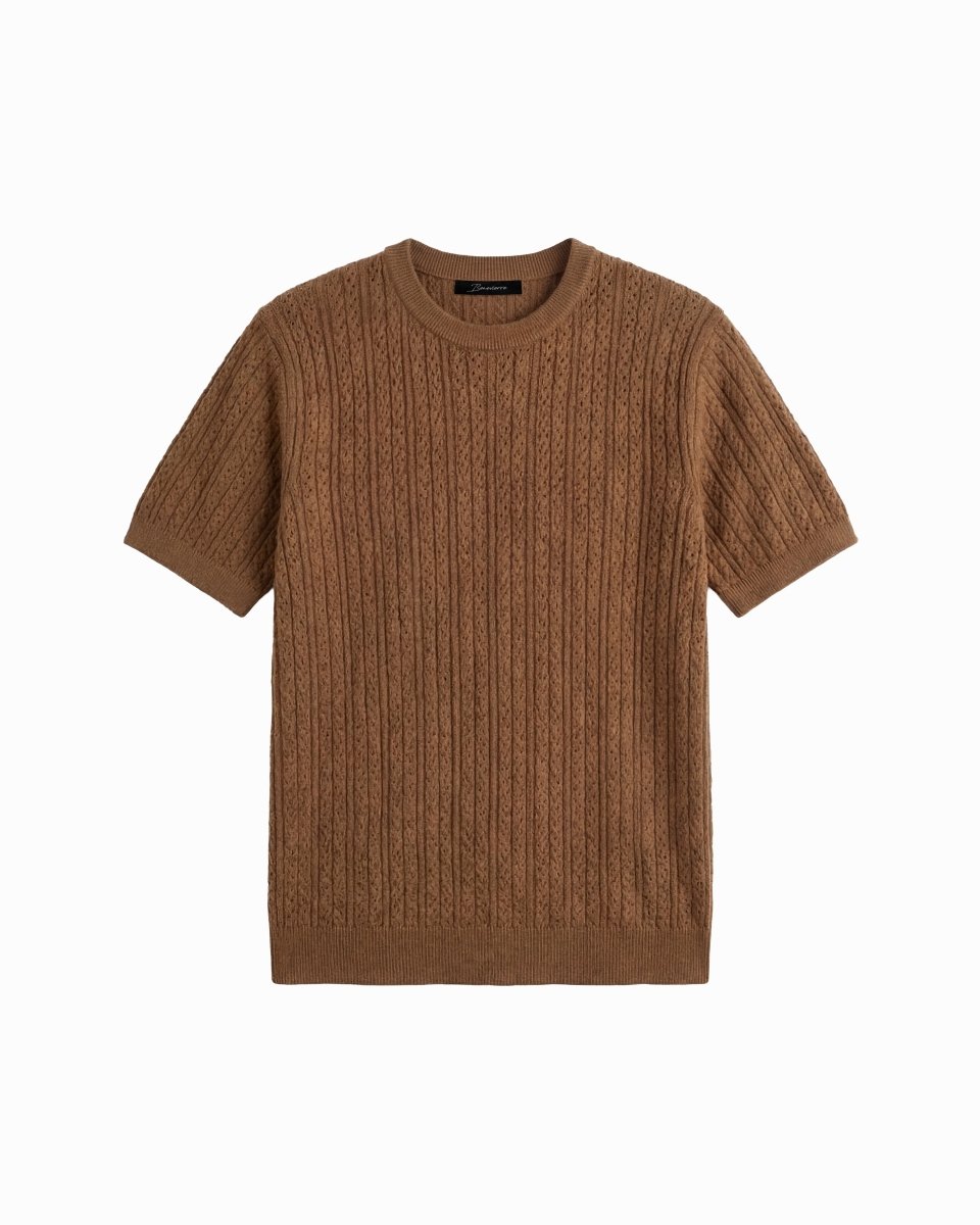 CRAFTED KNIT TEE TOBACCO - Benevierre
