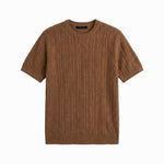 CRAFTED KNIT TEE TOBACCO - Benevierre