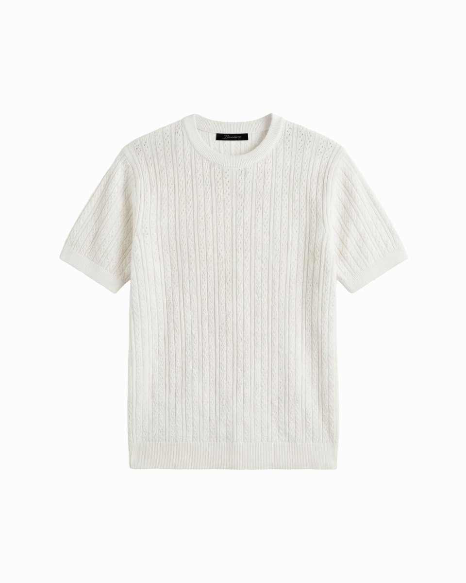 CRAFTED KNIT TEE WHITE - Benevierre