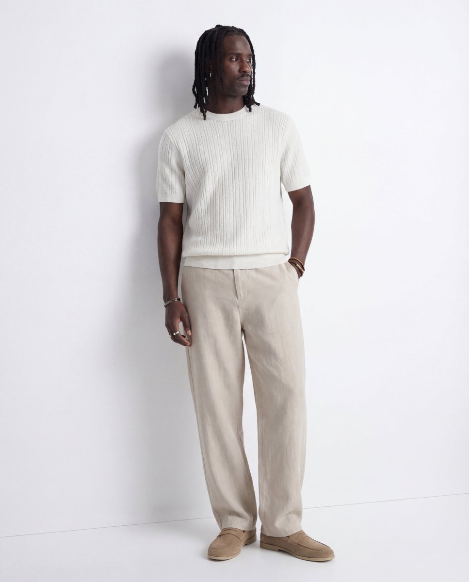 CRAFTED KNIT TEE WHITE - Benevierre