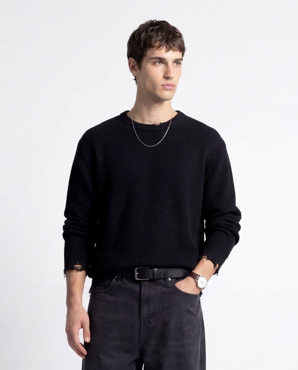 DAMAGE SWEATER BLACK - Benevierre