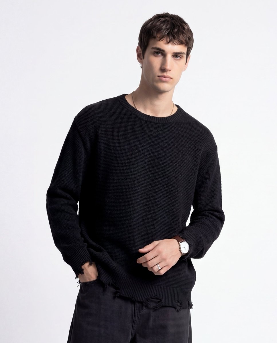 DAMAGE SWEATER BLACK - Benevierre
