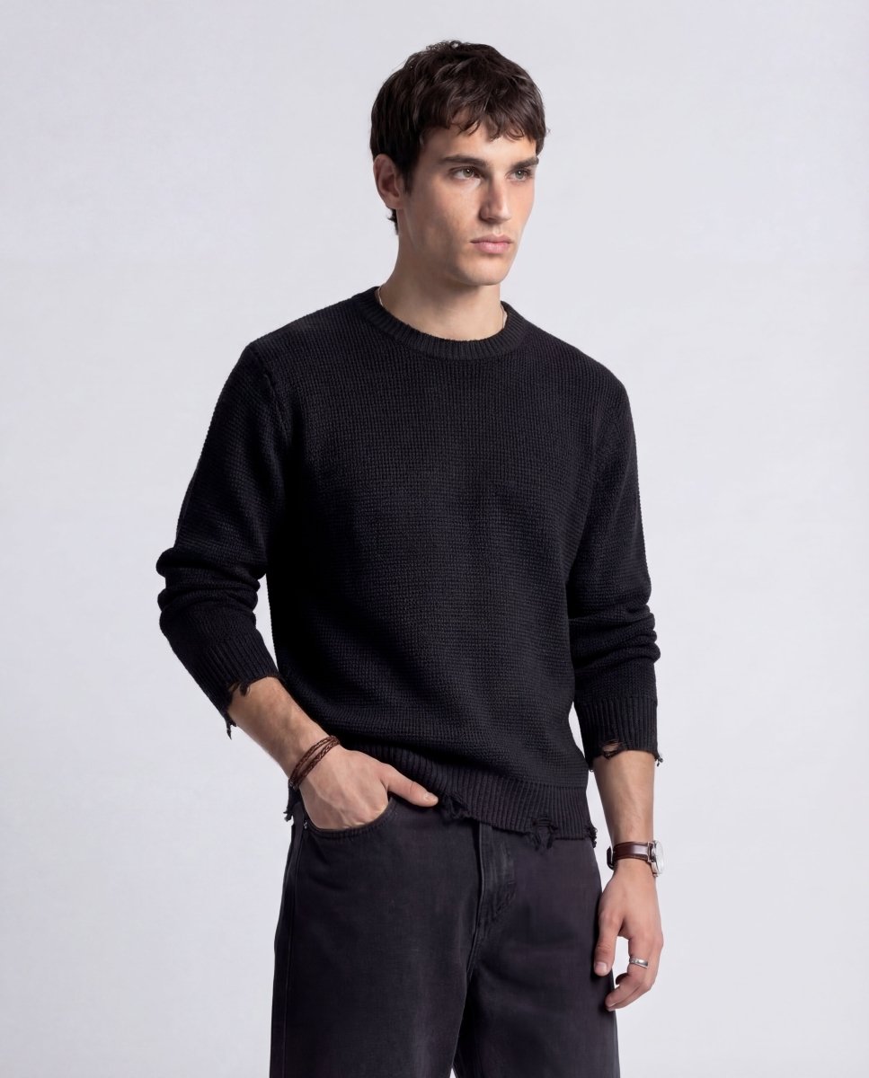 DAMAGE SWEATER BLACK - Benevierre