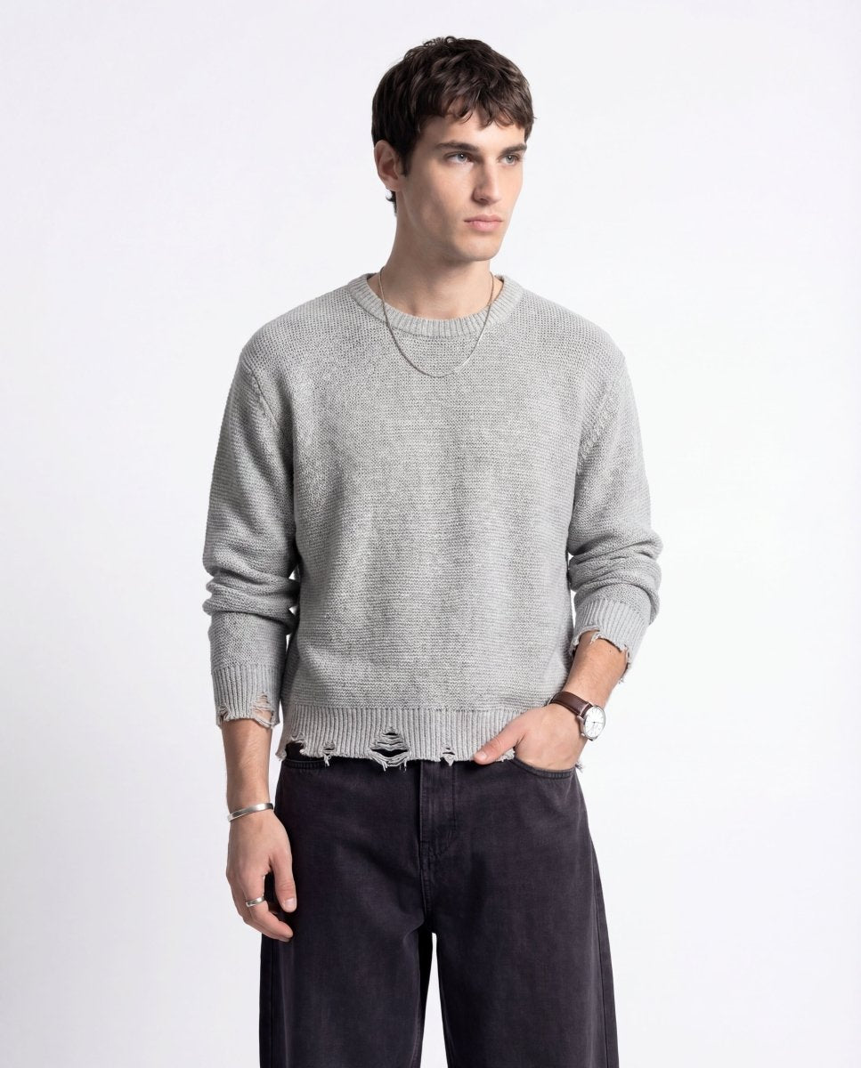DAMAGE SWEATER GREY - Benevierre