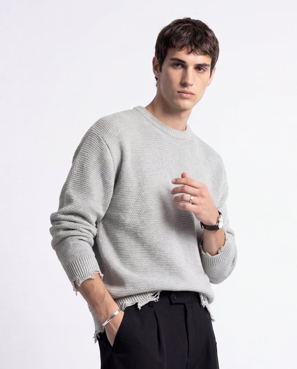 DAMAGE SWEATER GREY - Benevierre