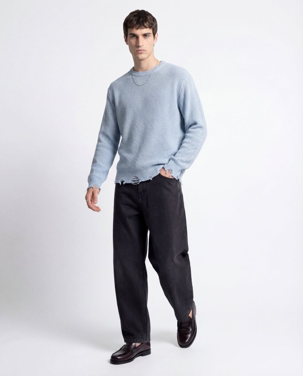 DAMAGE SWEATER LIGHT BLUE - Benevierre