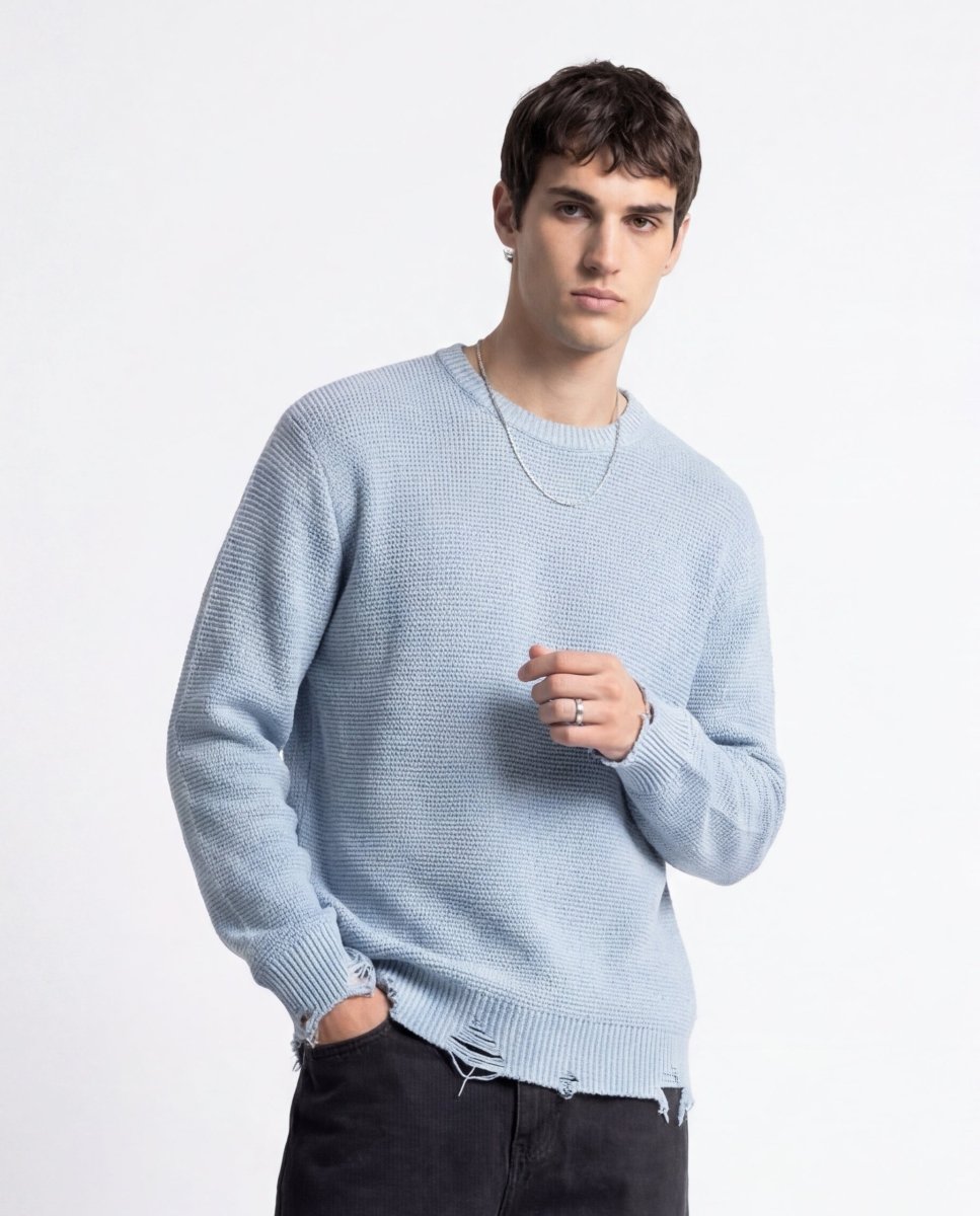 DAMAGE SWEATER LIGHT BLUE - Benevierre