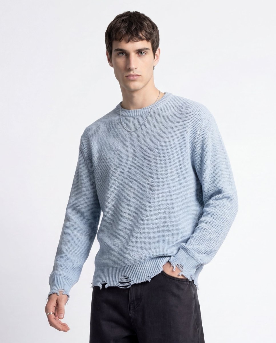 DAMAGE SWEATER LIGHT BLUE - Benevierre