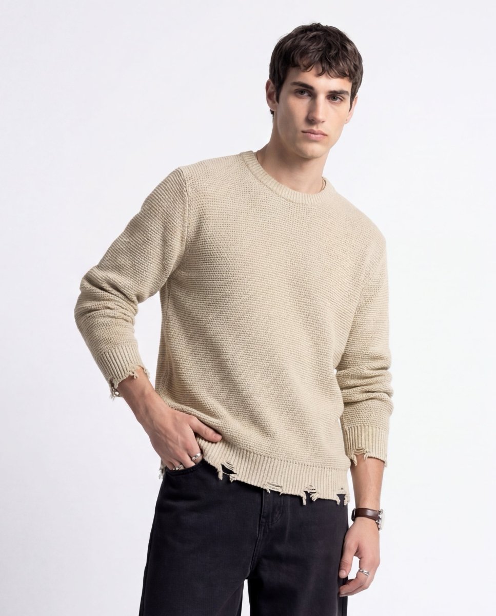 DAMAGE SWEATER SAND - Benevierre