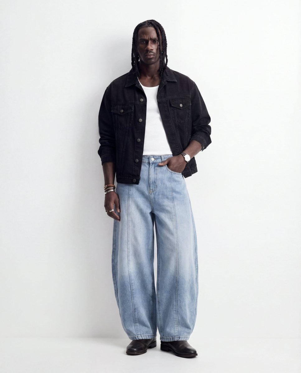 DENIM LINE BALOON LIGHT BLUE - Benevierre