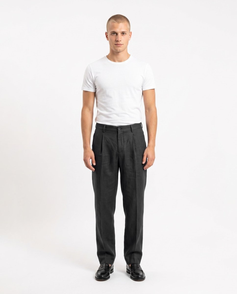 ELEGANT PANT IN LINO BLACK - Benevierre